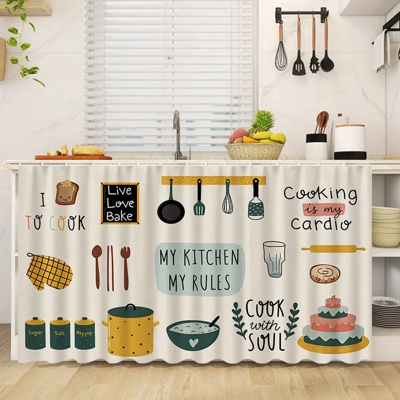 VIKAMA VIKAMA Kitchen Utensils Quote Door Curtain White Cook Bake Cookware Cabinet Cover Decor Home Vintage Style Soft Durable Cozy - Aliexpress Deal