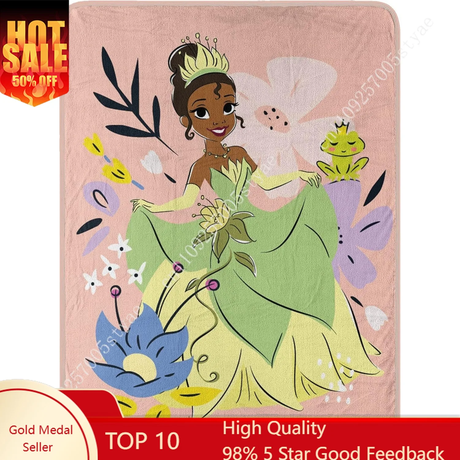 

Princess Tiana Blankets Disney Cartoon Plush Blanket Soft Indoor Decoration Child Holiday Party Boy Girl Gifts Warm Custom Quilt