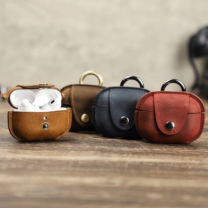 

Apple AirPods Pro 2 2023 Ultra-Thin Protective Earphone Cover 7.5X7X2Cm 26g Handmade Genuine Leather Full Cover Case