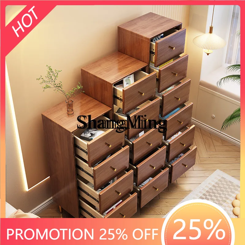 

FGgood-looking solid wood crevice drawer storage cabinet bedroom chest of drawers simple bedside locker