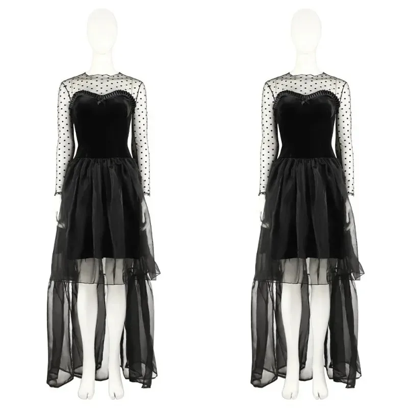 Travestimento Misty Lisa Frankenstein Costume Cosplay Abito nero Scialle Cintura Set completo e pezzi singoli venduti goi/6