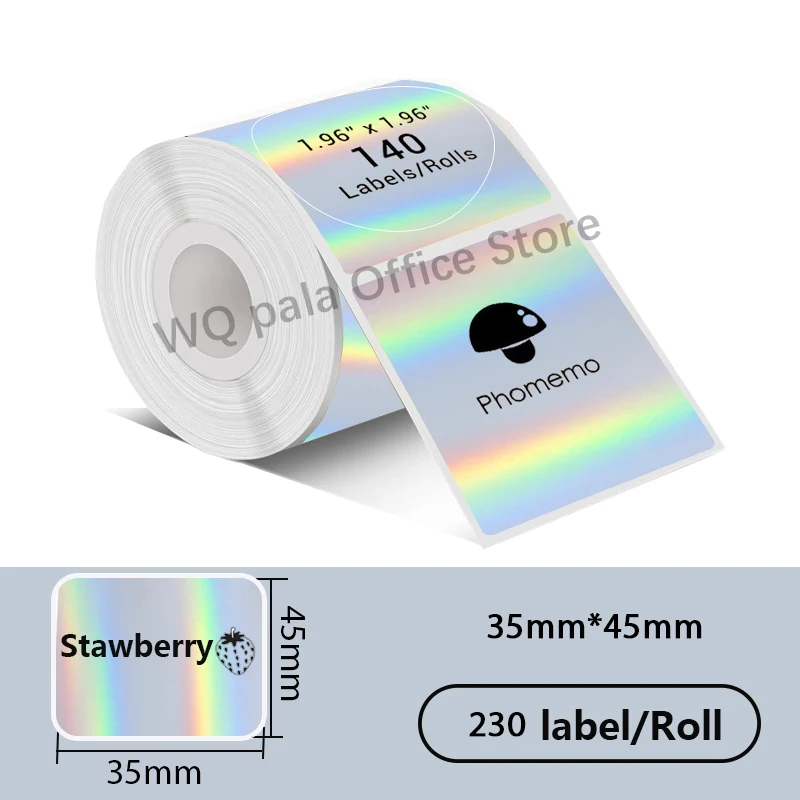 

35x45x230mm Laser Adhesive paper Sticker 50x50mm For Portable Printer Phomemo Two Inch Series Waterproof apply for bakeries