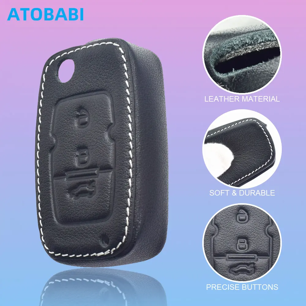 Leather Car Key Cover Bag For Geely Emgrand EC7 X7 7 7-RV EC7-RV EC715-RV EC718-RV Folding Auto Remote Fobs Shell Protector Case