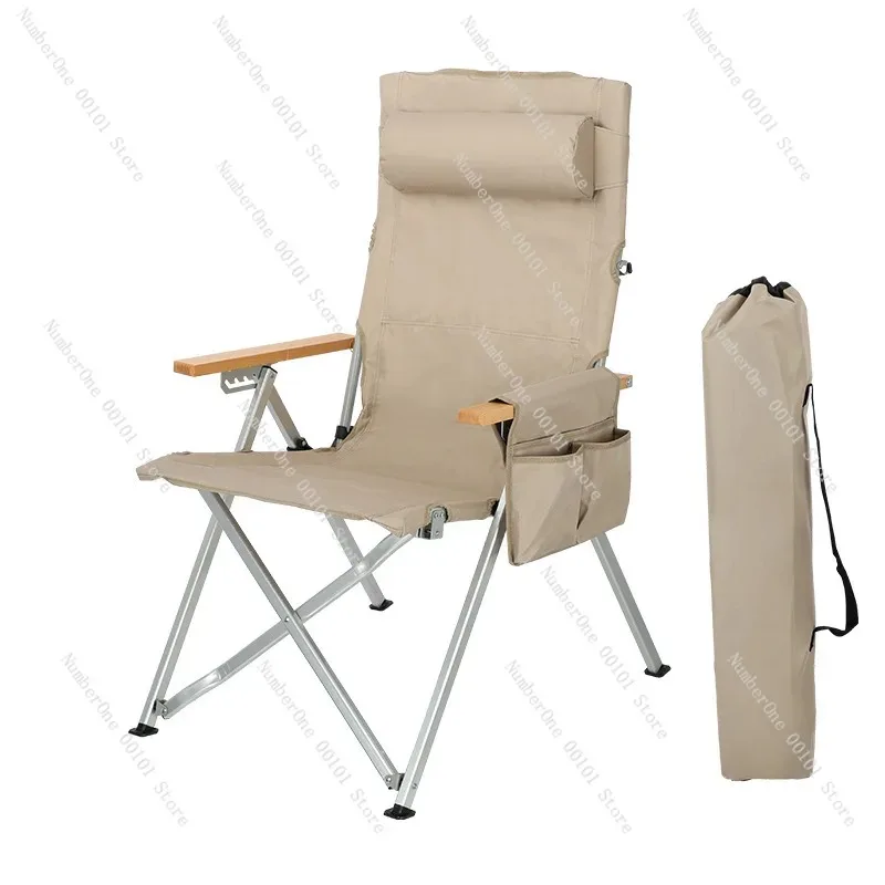 5 Position Adjustable Reclining Folding Beach Chair, Portable Outdoor Camping Lounger with Back Support for Casual Travel