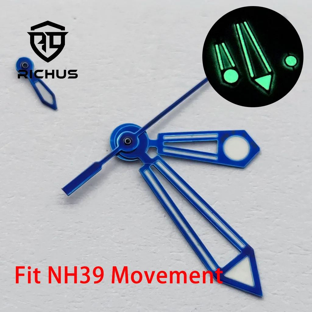 RICHUS Luminous Watch Hands Compatible with NH39 Movement - Silver Gold Rose Gold Options Green Glow Watch Accessories