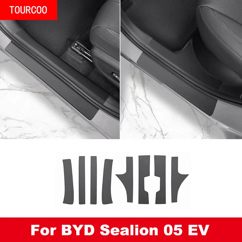 ل BYD Sealion 05 EV 2025 2026 عتبة باب السيارة قطاع داخل خارج الجلود واقية ملصق الملحقات #1