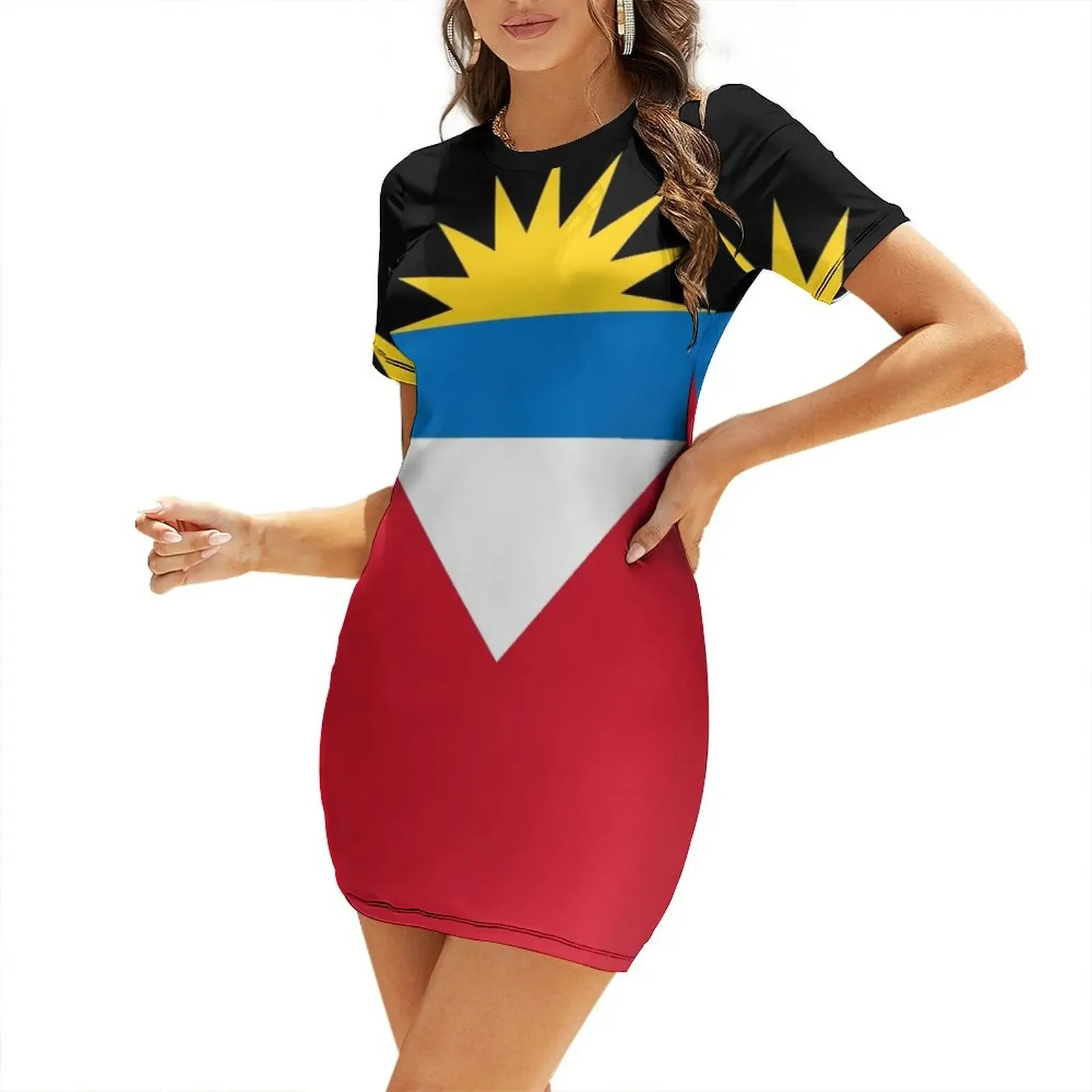 

Antigua and Barbuda Short-Sleeved Dress Women's evening dress women clothes Female clothing summer dress woman 2025