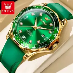 OLEVS Silicone Strap Quartz Watch for Men Fashion Diving Series Luxury Top Brand Original Men's Wristwatch Auto Date Hand Clock