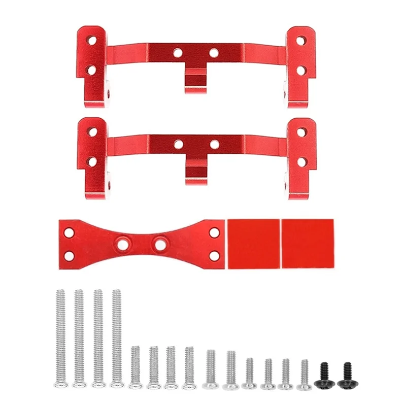 Metal Link Rod Mount Base and Axle Up Servo Bracket Mount for WPL C14 C24 C34 C44 C54 1/16 RC Car Upgrade Parts, Red