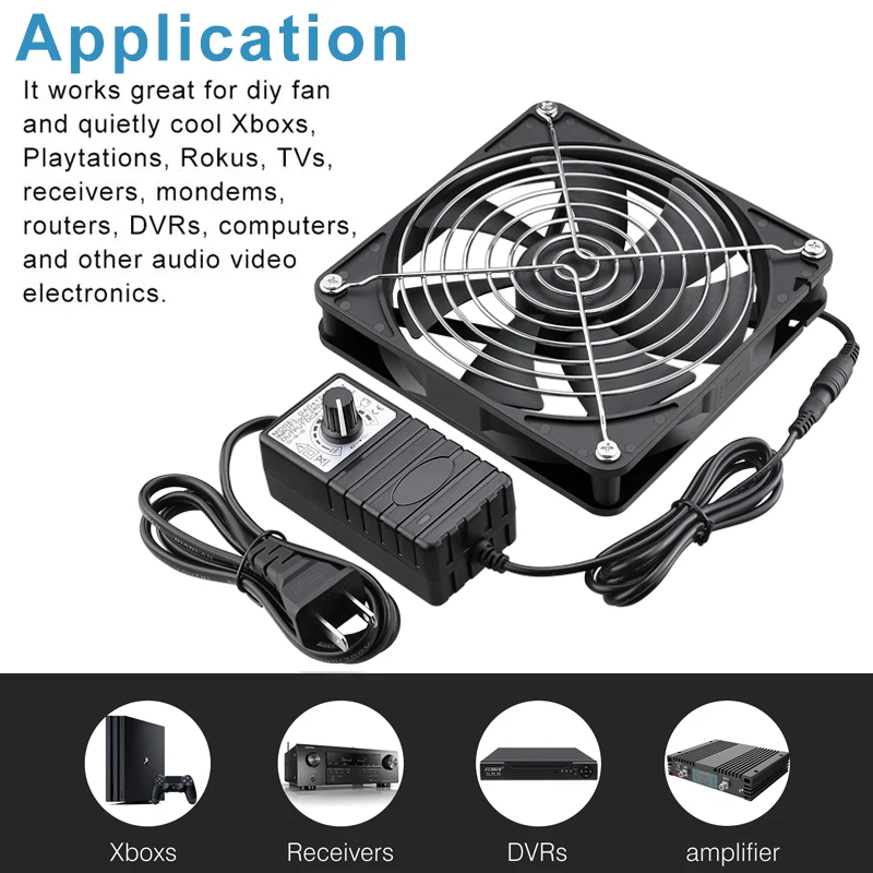 GDSTIME 140 мм осевой вентилятор охлаждения 12 В постоянного тока Гнездовой разъем 14 см 140x140x25 мм центробежный вентилятор охлаждения w/ AC 100 в 220 В адаптер питания