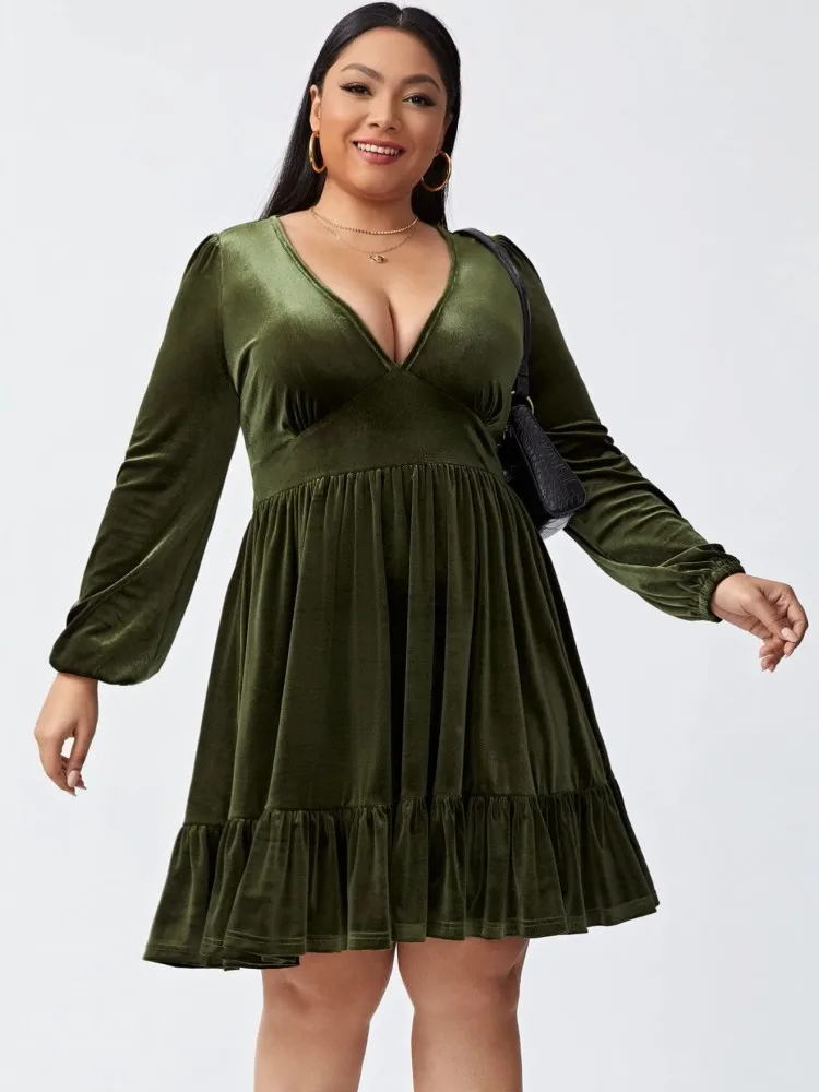 

XL-3XL Plus Size Clothes Dresses Women Robes Summer Autumn Long Sleeve Street Style Casual 3XL 2XL Big Size Mini Dress Oversize