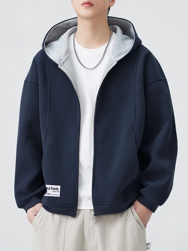 

Мужская толстовка-кардиган Paul Frank с двойной молнией, свободного кроя, повседневная верхняя одежда, осенняя модная удобная модель из смесового хлопка