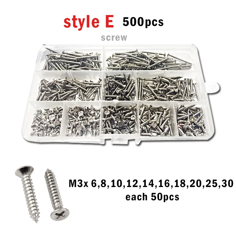 M1 M1.2 M1.4 M1.7 M2 M3 M4 Self Tapping Wood Screw 304 Stainless Steel Phillips Flat Countersunk head Thread Nail Screw Sets