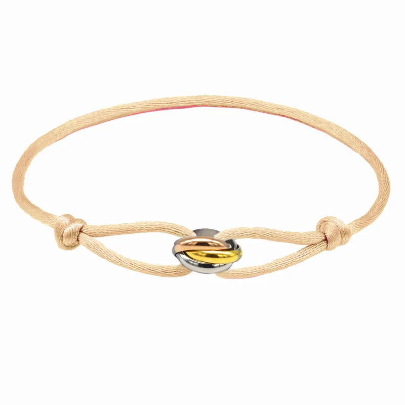 Zalman Groothandel GDS888 Luxe Unisex Armband 3 Metalen Gesp Handketting Verstelbare Heren Touw Armband Voor Vrouwen Sieraden Geschenken