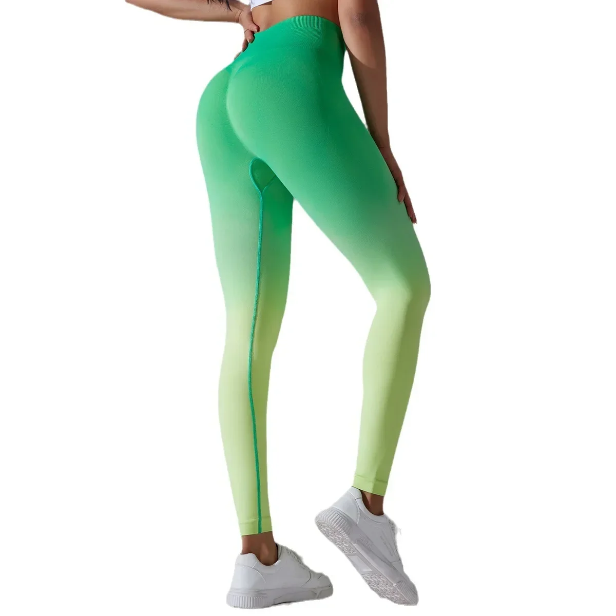 Bezszwowe cukierki Gradient spodnie legginsy do jogi wysoki stan Hip-lifting ciasny spodnie z dzianiny bieganie trening legginsy gimnastyczne dla