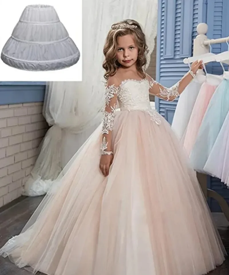 3 Hoops Cancan Children Flower Girl Petticoat Crinoline Underskirt Wedding Accessories For Flower Girl Dress