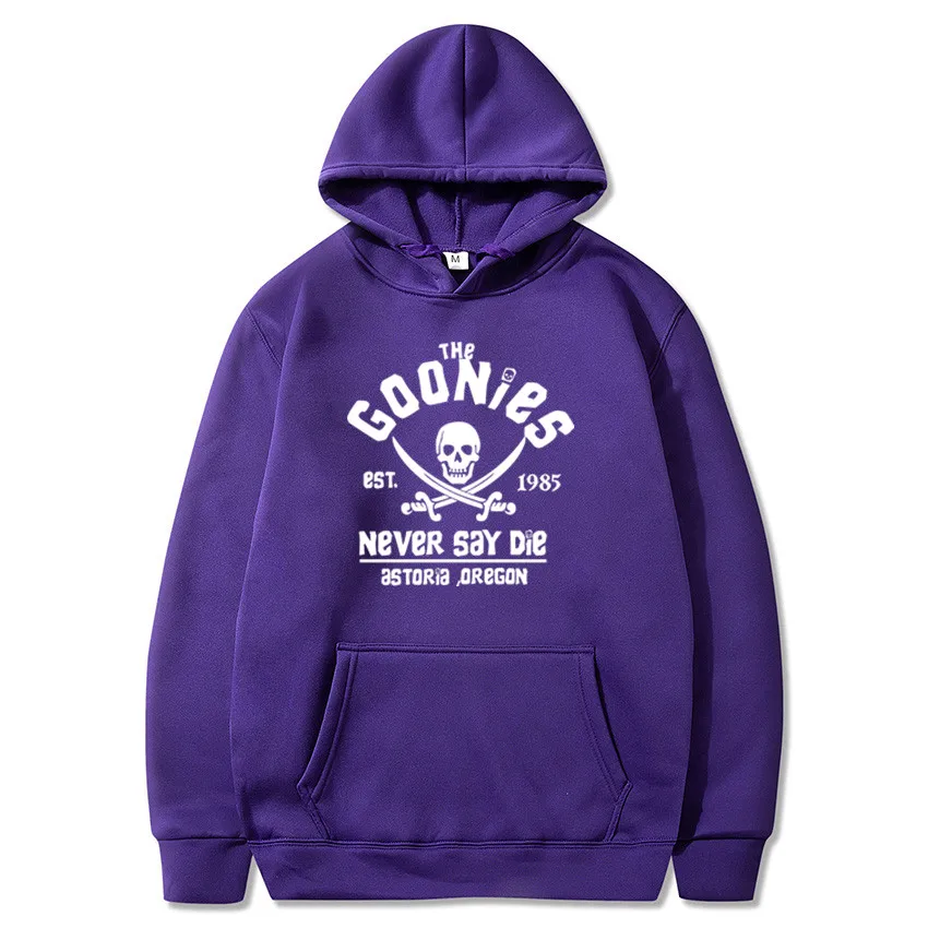 The Goonies Est 1985 Never Say Die Male Hooded Vintage Loose Hoodies Autumn Loose Streetwear Fleece Hoodie Crewneck Women Tops