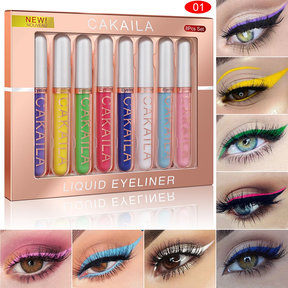 CAKAILA 8-Color Nourishing and Long-lasting Anti-Halo Liquid Eyeliner Set