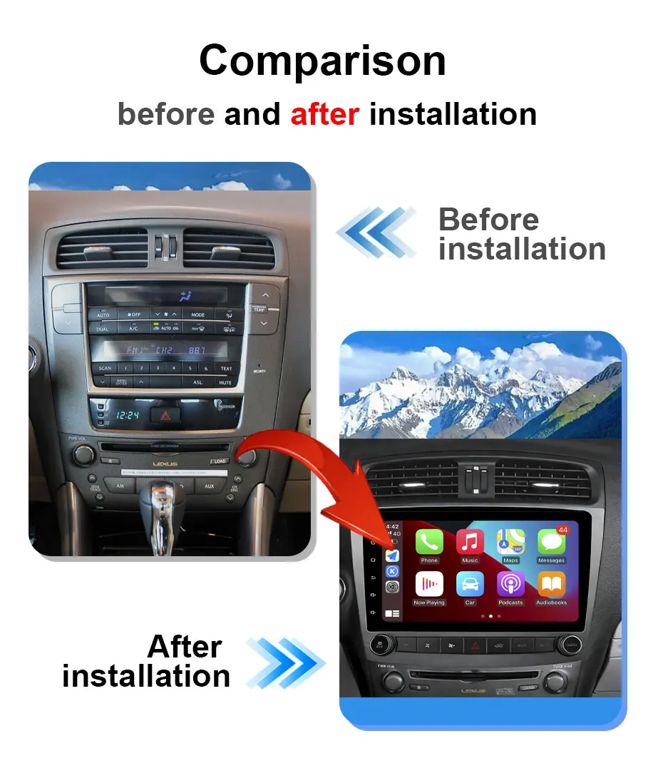 Android 16 Autoradio für Lexus IS250 XE20 2005 - 2013 Audio-Video-Stereo WiFi 4G BT Multimedia-Player Kabelloses CarPlay Hauptgerät – Detail 2