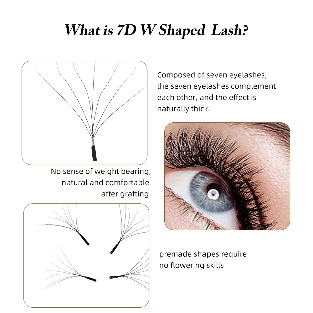 Yelix W Shape Lashes 7d Eyelash Extensions Supplies Cilia W The Egyptian Volume Auto Fans Lash Individual Cluster Eye Lashes