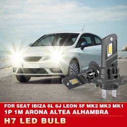 2x H7 LED Canbus Headlight Bulb 24000LM LED Car Head Fog Light For Seat Ibiza 6l6j Leon 5f Mk2 Mk3 Mk1 1p1m Arona Altea Alhambra