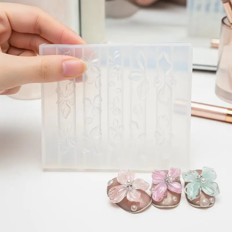 1/2 Stück 3D-Blumen-Silikon-Nagelform, Stereo-Blütenblatt-Nagelkunstform für UV-Harz-Gel, Geschnitzte Blumen DIY Nageldekoration für Zuhause – Detail 4