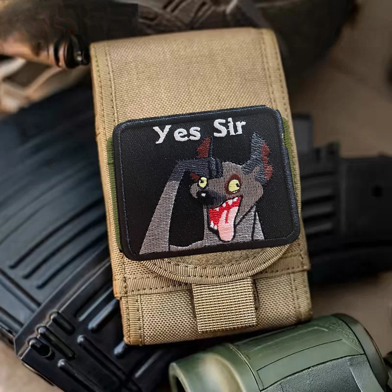 “Yes Sir ” Hyena Embroidery Patch Hook & Loop Tactical Morale Badge Patches for Backpacks Helmets Tactical Vests Etc