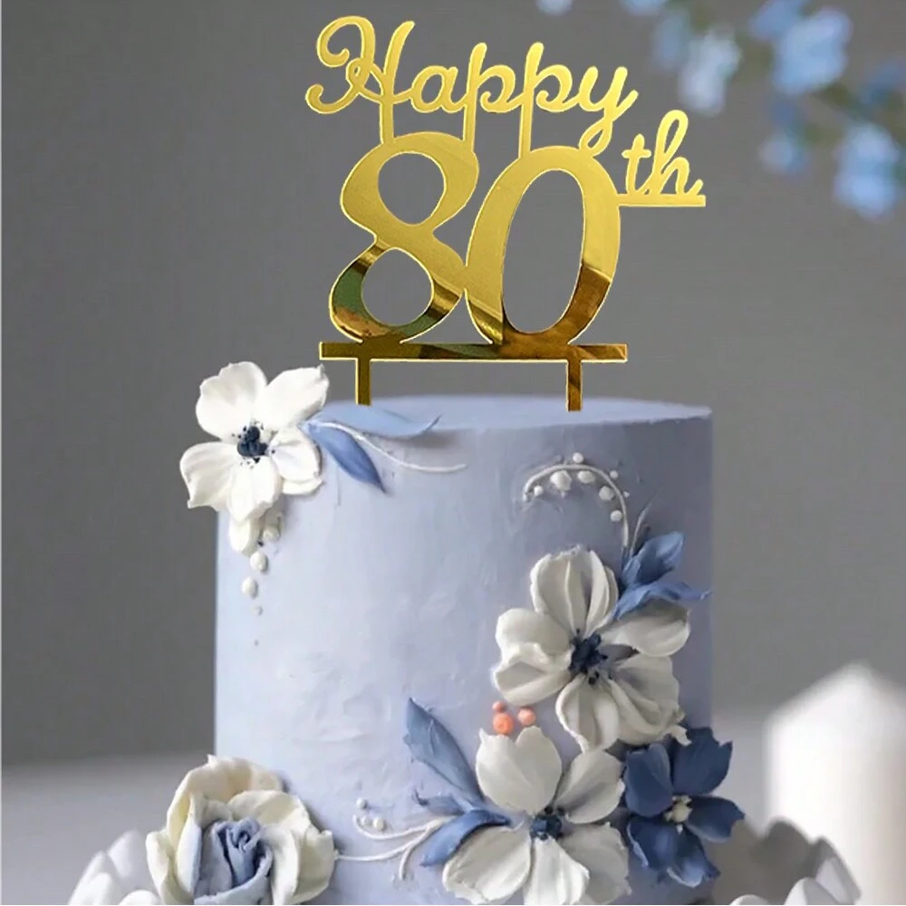 Simple Numbers 40 50 60 70 80th Acrylic Cake Topper For Anniversary Birthday Party Cake Topper Cake Decorations