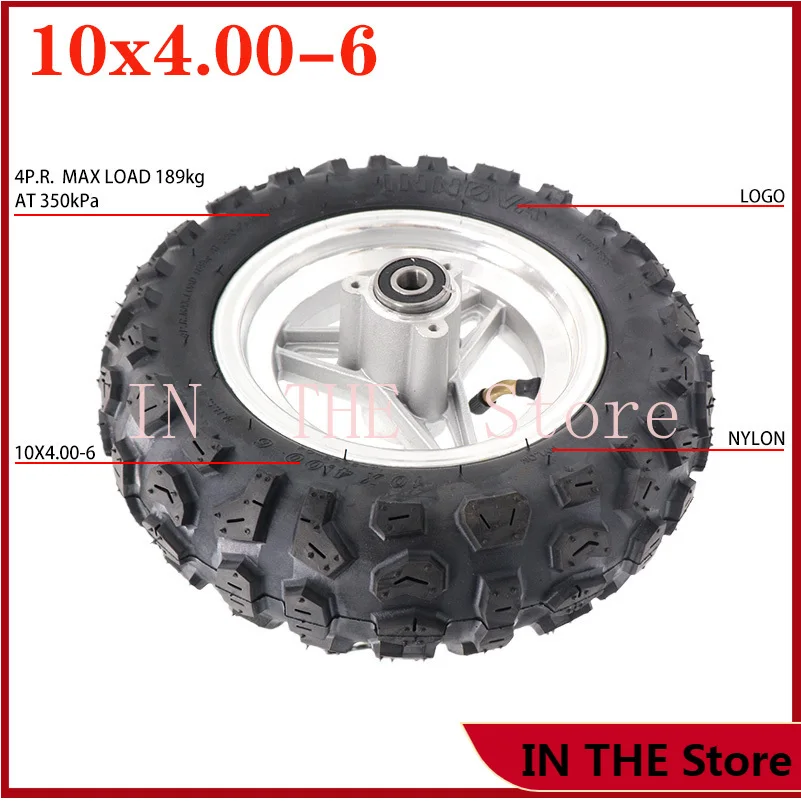 High quality 10x4.00-6 tire with hub 10 inch vacuum tire electric scooter balance vehicle ATV Motorcycle off-road tire