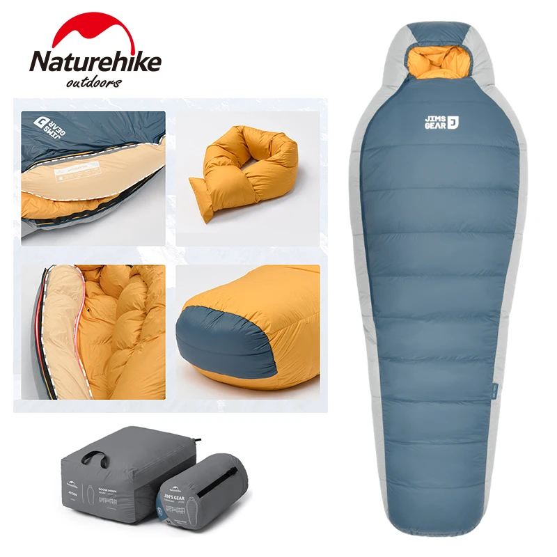 

Naturehike JIM’S GEAR Mummy Sleeping Bag 850FP Goose Down Winter Ultralight Camping Hiking Travel Warm Comfort Sleeping Bag