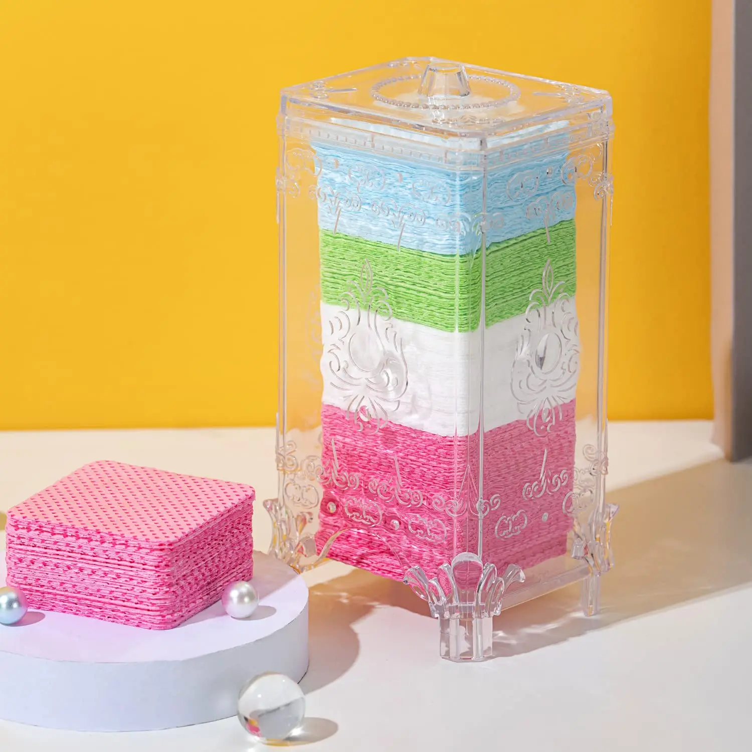 Nail Art Transparent Storage Box Nail Cotton Organizer With Lid Container Manicure Organizer Cleaning Cotton Storage Tool