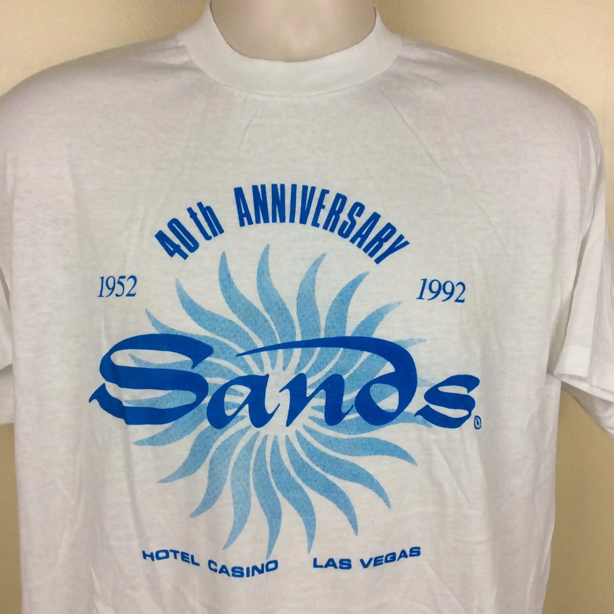 Vtg 1992 The Sands Hotel Casino 40th Anniversary TShirt White XL 90s Las Vegas Tourism Destination