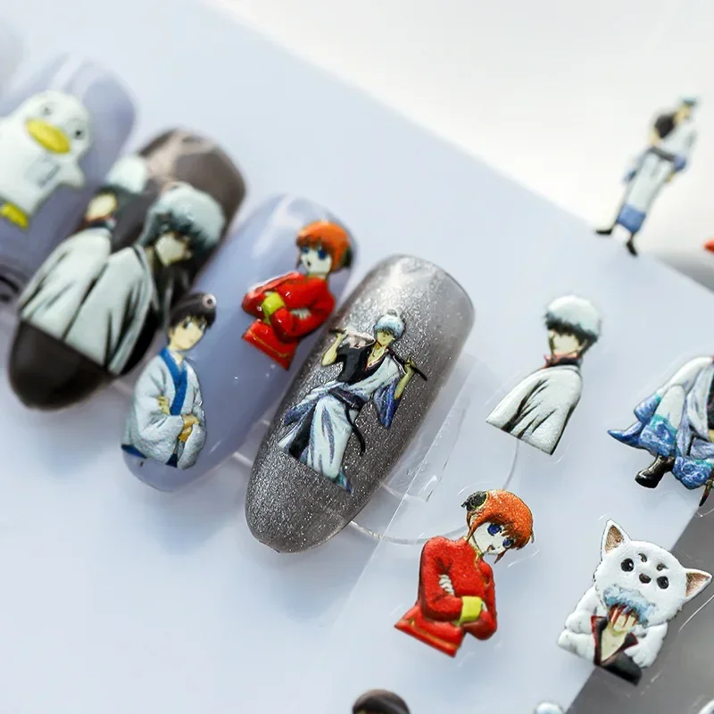 Sakata Gintoki Kagura Shimura Shinpachi Anime adesivi per unghie Elizabeth cartone animato giapponese divertente Kawaii accessori per nail art decalcomania