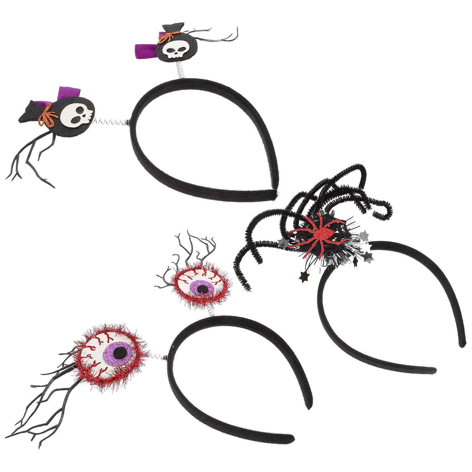 

3pcs Spider Headband Halloween Hair Hoop Spooky Party Cosplay Festival Wear Eyeball Decor Accessory For Adults Women