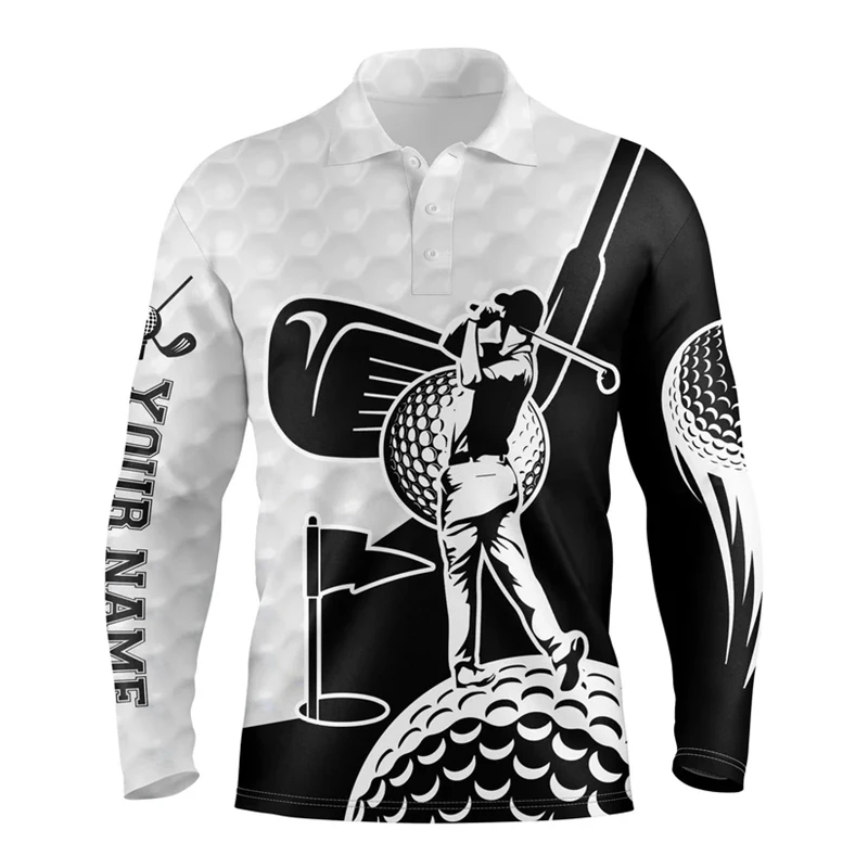 Trend Golf Graphic Polo Shirt For Men Custom Name Team Name 3D Printed Long Sleeve Polo T Shirts Casual Oversized Sports Tops - Image 5