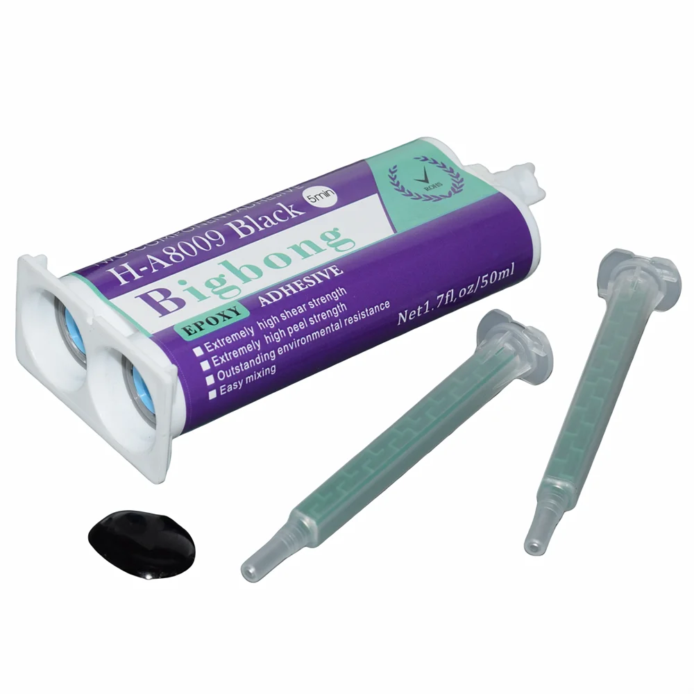 Starkhaftende Klebstoffe 50ml 1:1 Epoxidharz Schwarzer Klebstoff Strukturkleber Zweikomponenten-Epoxidharz AB-Klebstoffe & 2 Stück statische Mischdüsen – Detail 3