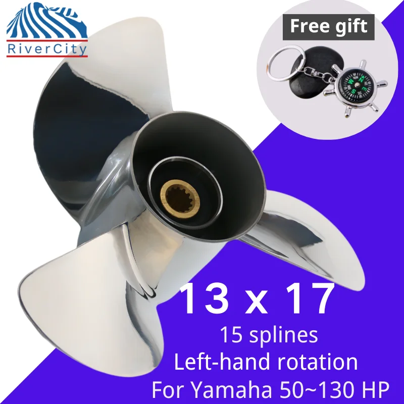 Boat Propeller For Yamaha 50hp 60hp 70hp 75hp 80hp 85hp Outboard Screw 13x17 Motor Stainless Steel Propeller 3 Blade 15 Left