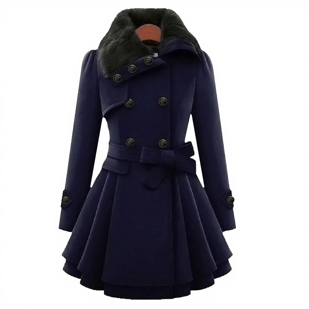 معطف نسائي شتوي أنيق مريح متوسط الطول كلاسيكي مفتوح من الأمام وأكمام طويلة ملابس خارجية يومية للشارع