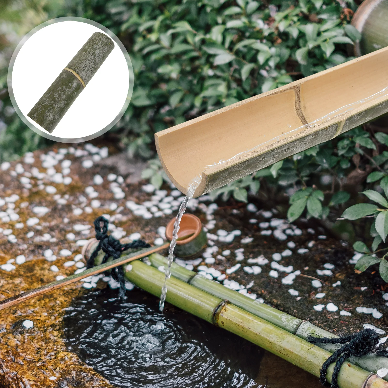 

2 Pcs Bamboo Water Pipe Diy Landscaping Fountain Accessories Backyard Outdoor Decor Part