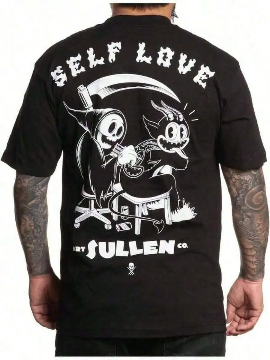 Mens Clothes; Topswestyle Hub St Pattys Day Sullen Men's Self-Love Art Series Graphic - Creative Skull And Scythe Design With