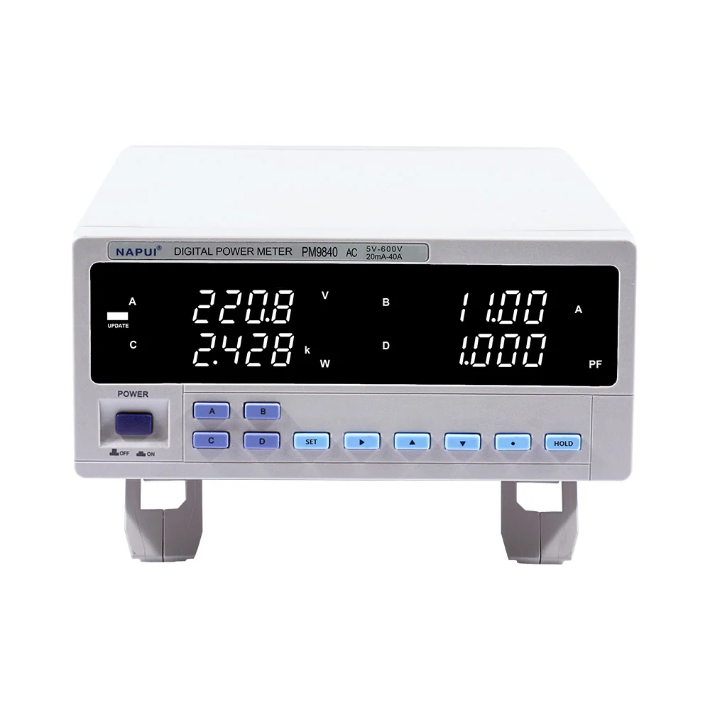 

PM9840 20mA-40A 5-600V AC power supply for charges and switch electric machine and Motor Power Meter Analyzer