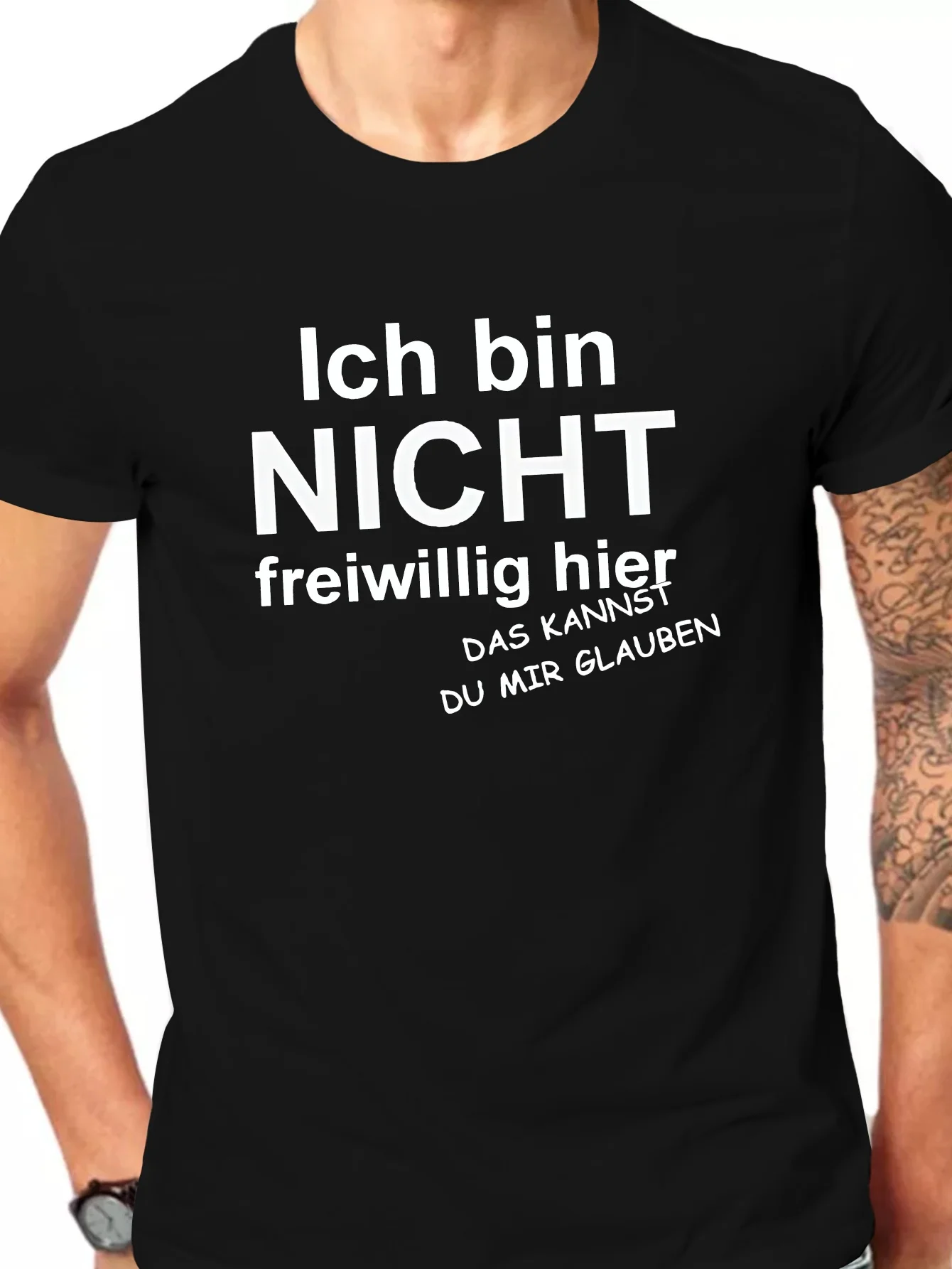 German I'm Not Here Voluntarily Men's T Shirt Women's Cotton Tee Casual Summer Oversized Loose Vintage Top Short Sleeve Trendy