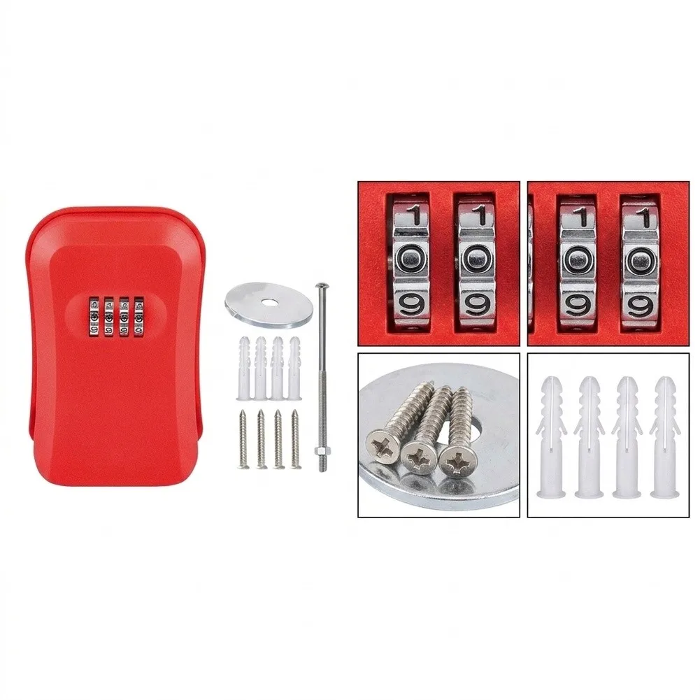 Portable Outdoor Key Lock Box For Weather Resistant 4 Digit Resettable Combination for Home Vacation Rental Use 13x4.5x9cm