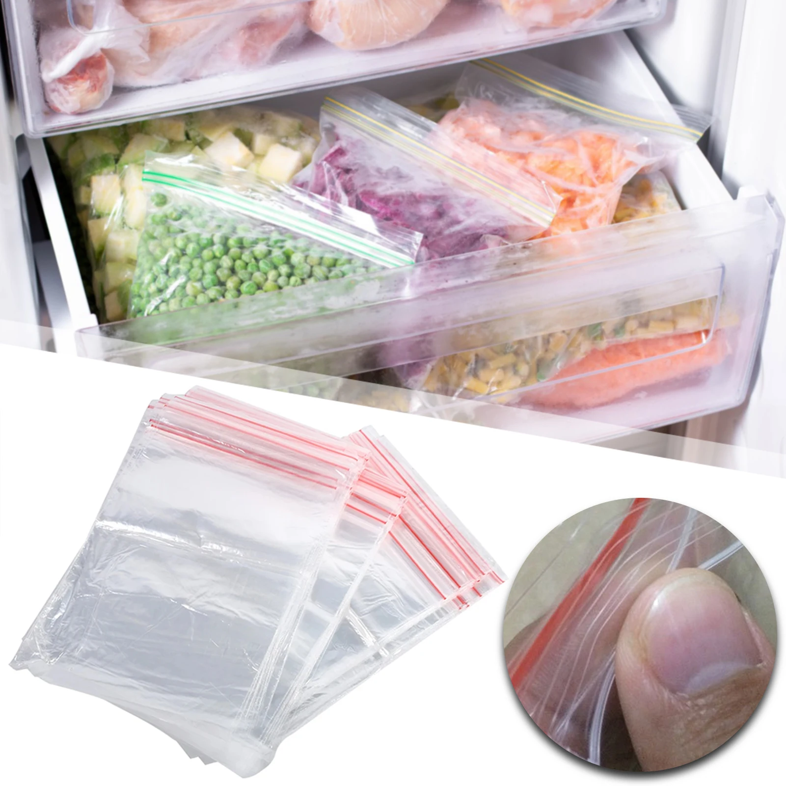 102PCS Reusable Food Storage Bags Food Grade Non BPA Food Airtight Bag for Fruits Vegetable Meat