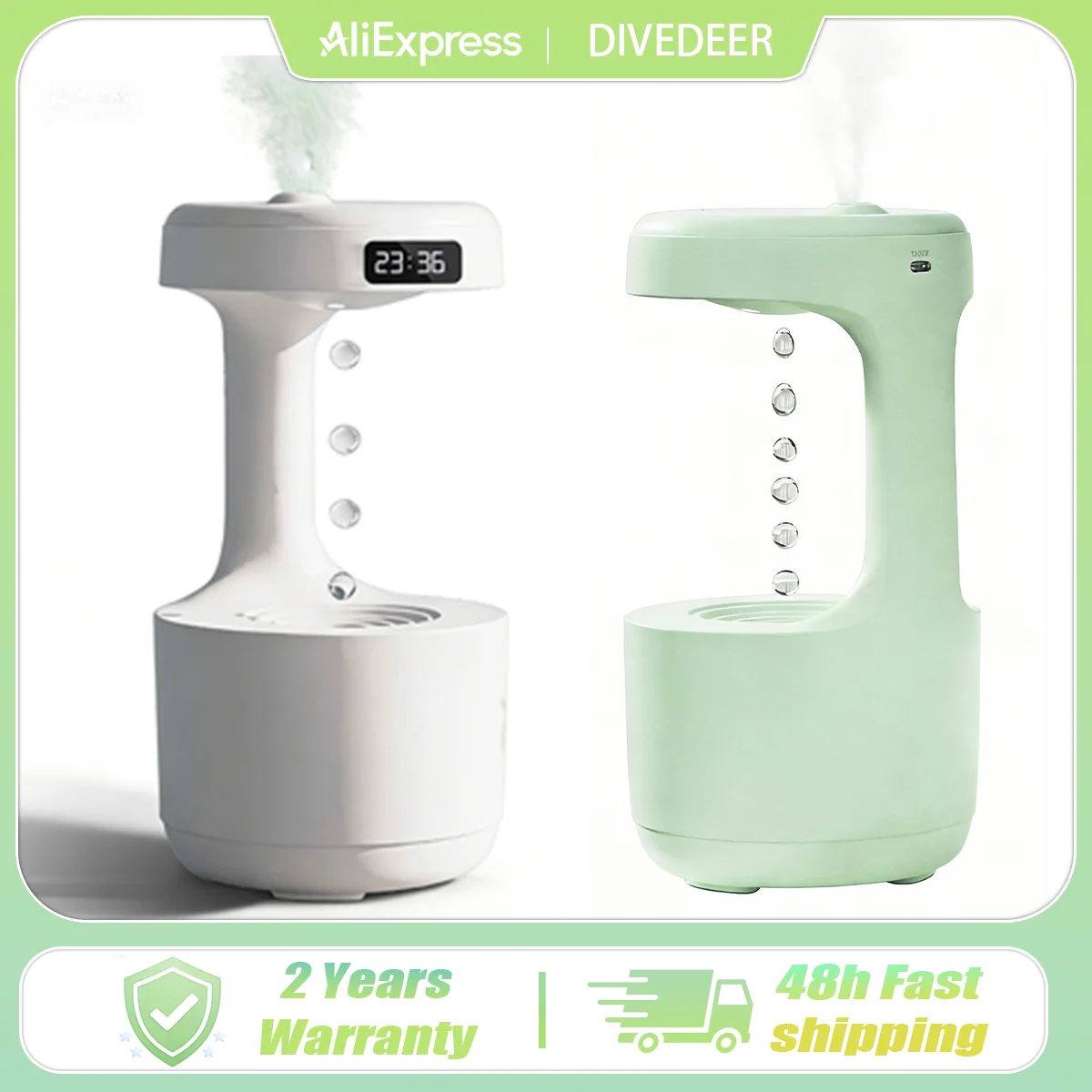 

DIVEDEER Humidifier Home Office Desktop Water Replenishment Device Creative Backflow Anti gravity Water Drop Humidifier