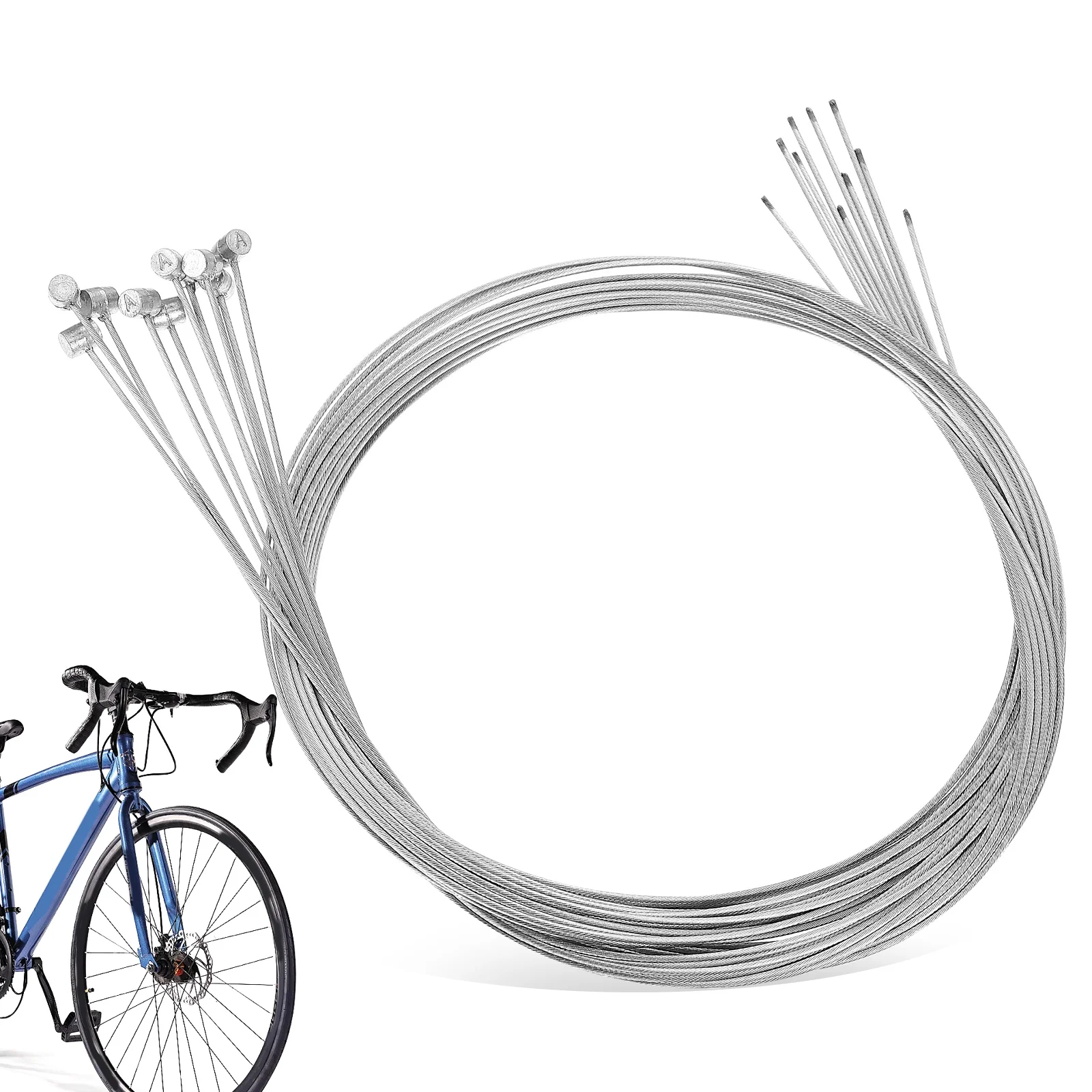 

10 Pcs Bike Brake Cable 1 75M Silver Derailleur Suitable Bicycles Durable Steel Mountain Road Accessories