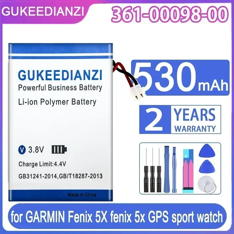 Rechargeable High Capacity Mobile Phone Batteries 530mAh For GARMIN Fenix 5X Fenix 5x GPS Sport Watch Batteries + Tools