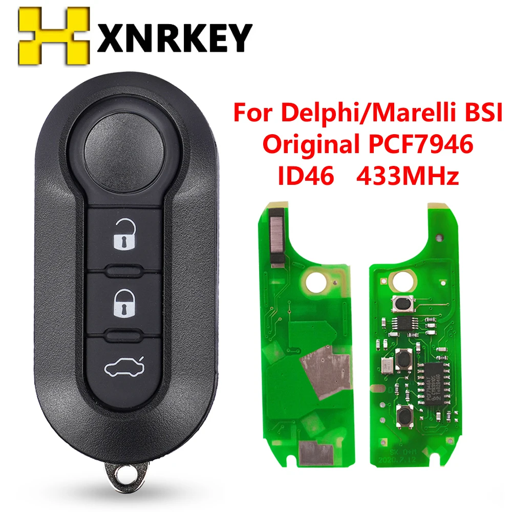 

XNRKEY 3 кнопки 433 МГц PCF7946 чип откидной дистанционный ключ для Fiat 500Doblo Qubo Grande Punto 2006-2013 для Delphi/M-aрель