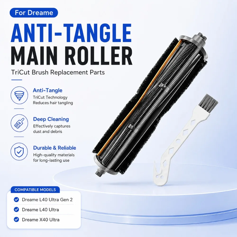 For Dreame L40 Ultra Gen 2/L40 Ultra/X40 Ultra Robot Vacuum Accessories Anti-Tangle Main Roller TriCut Brush Replacement Parts