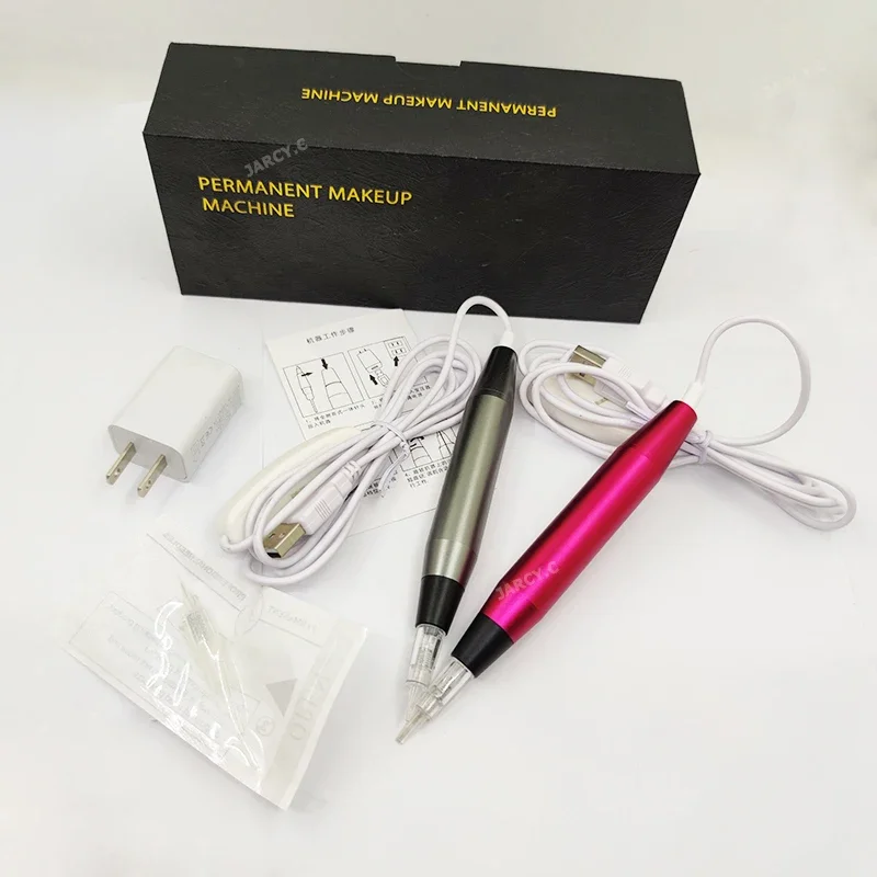 Permanent Makeup Machine Rotary Tattoo Gun Pen Tattoo Pen Makeup Beauty Art Eyebrow Lip Microblading with Cartridge Needles